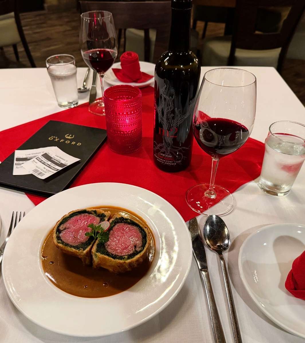 Romantic Valentine's Day dinner setting at Online Reservations in Lodi, CA