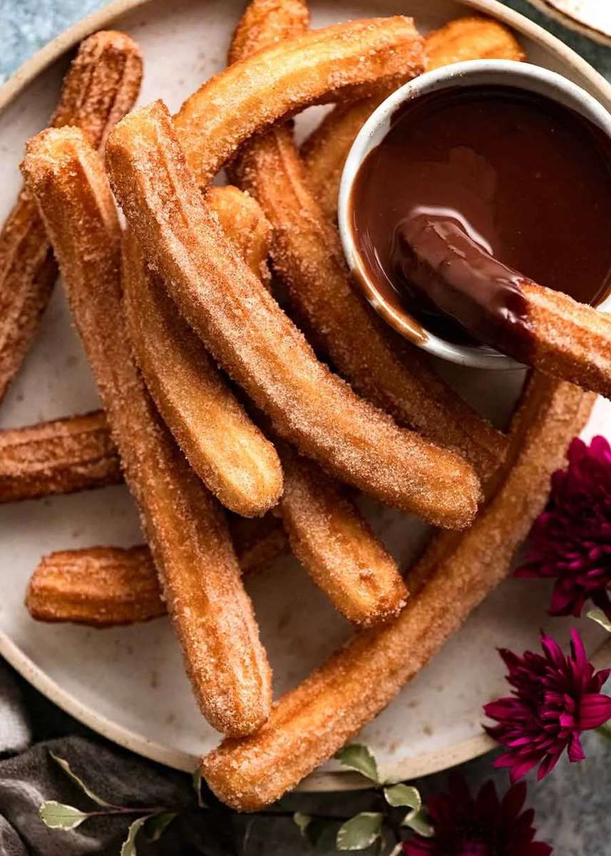 Fried Churros With Chocolate sauce