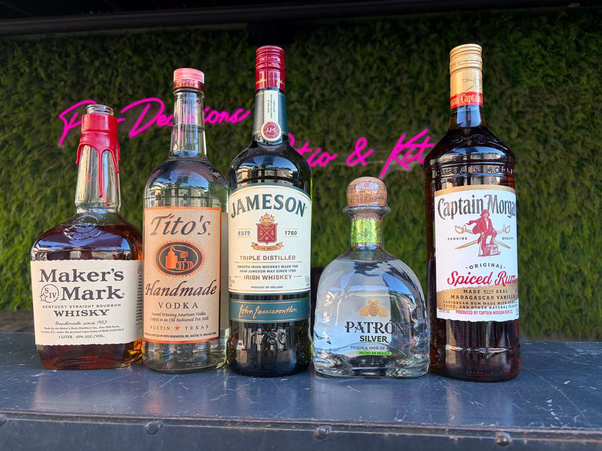 Drink up for industry nights Captain Morgan, titos, Jameson, patron, Maker's Mark