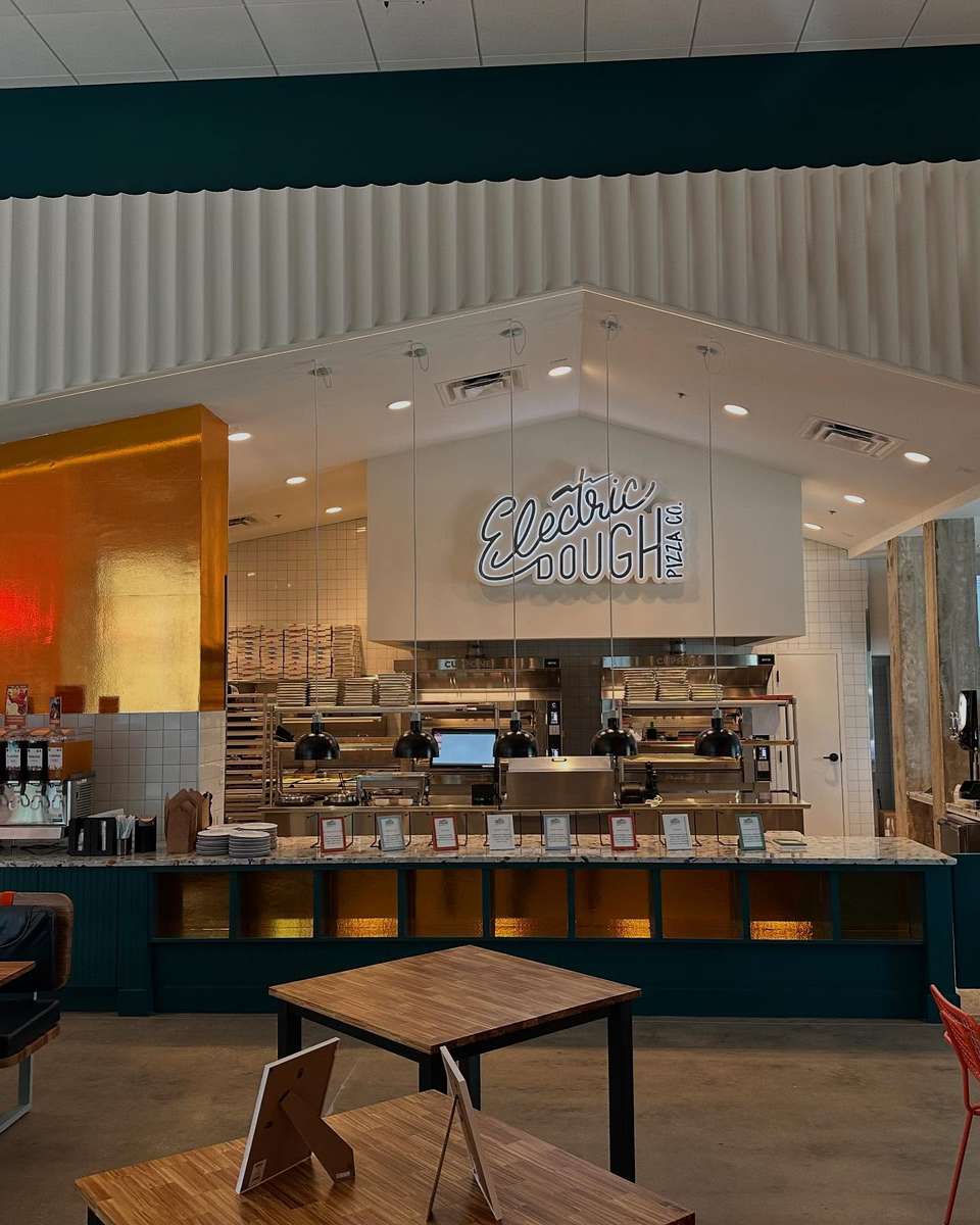 The order counter and open kitchen at Electric Dough Pizza Co. in San Marco, Jacksonville.