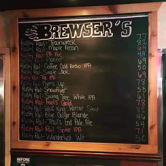 chalkboard with brewser's menu