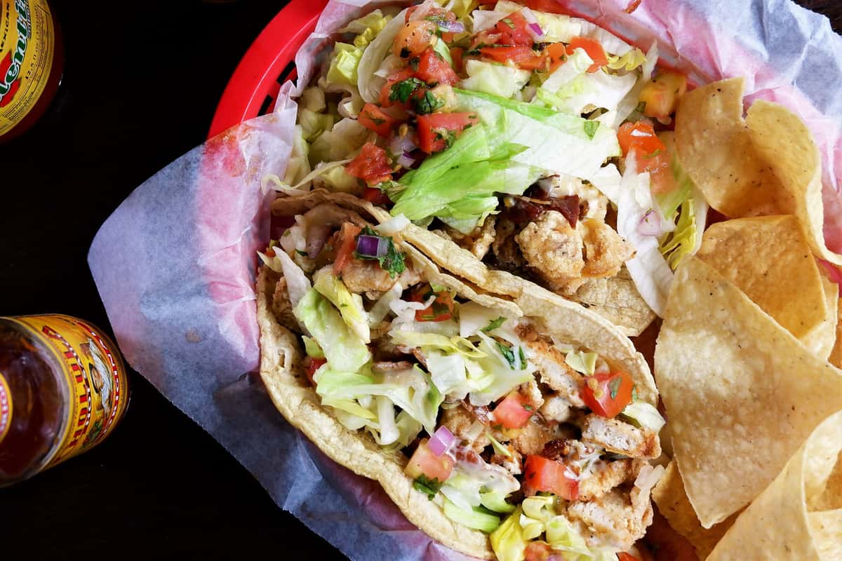 fried chicken BLT tacos