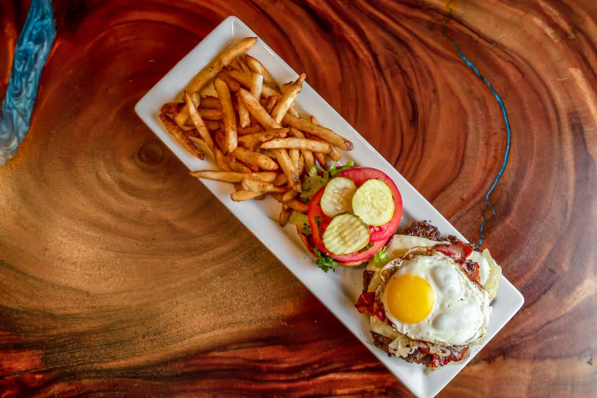 burger with fried egg