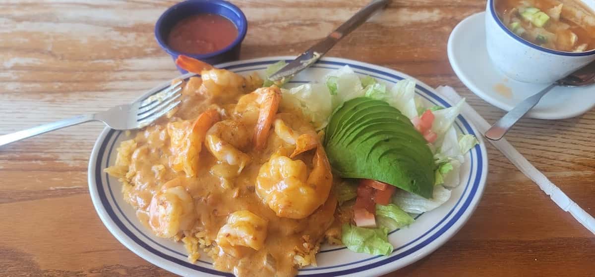 shrimp dish with avocado