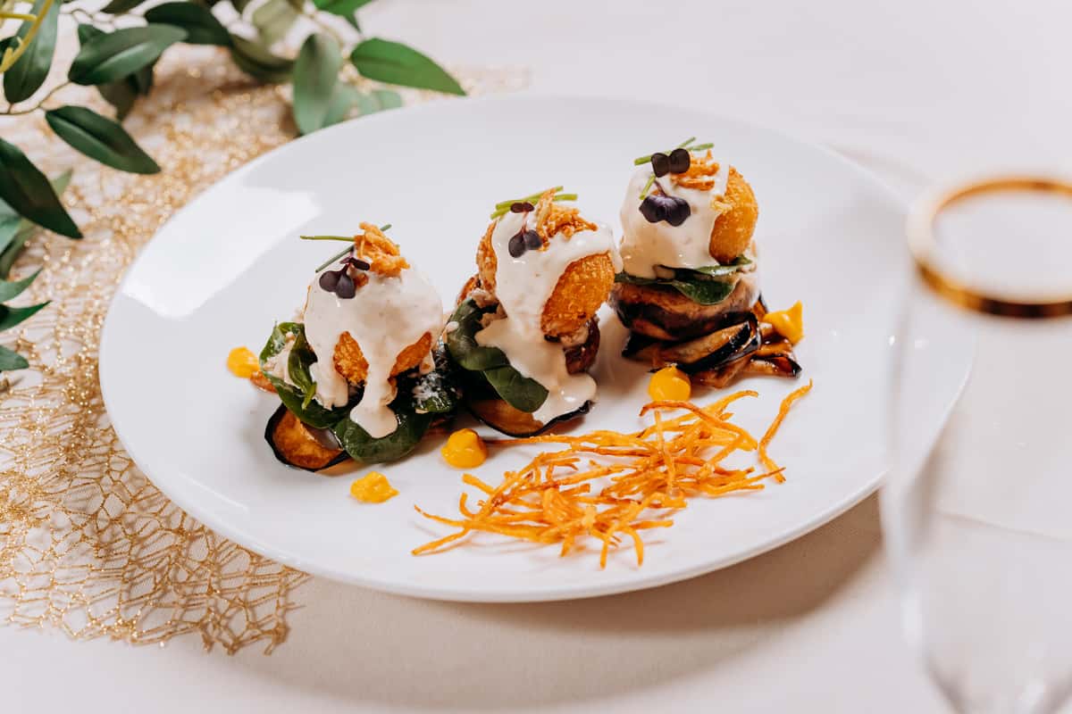 Fried cheese balls with mushrooms