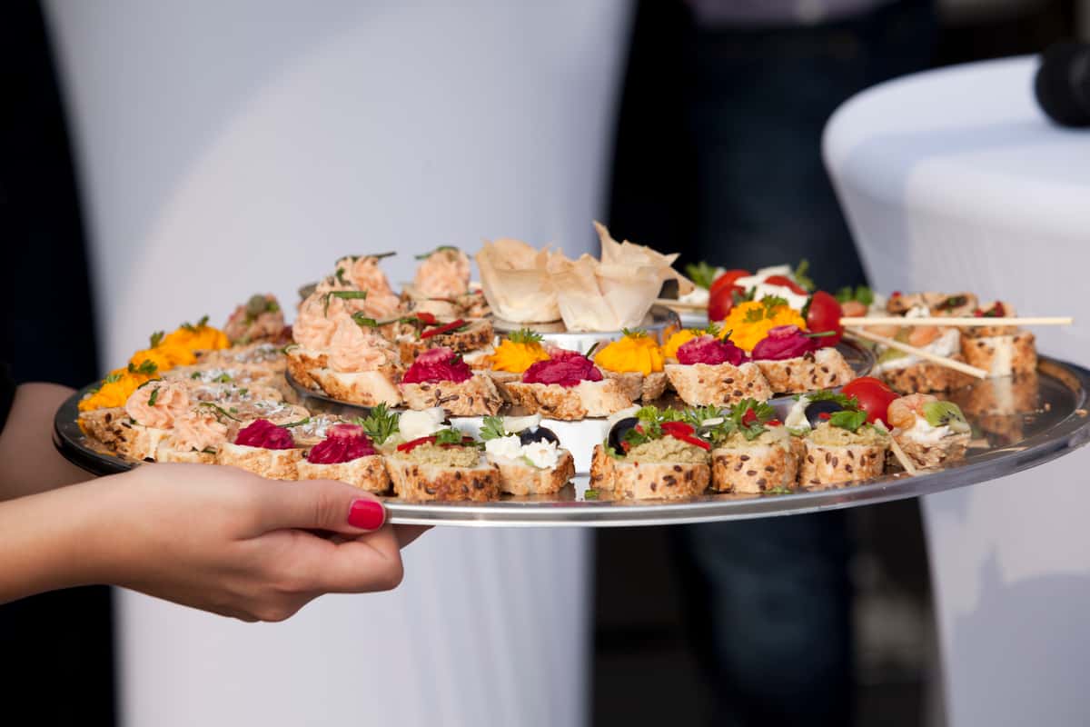 Woman holding a food tray