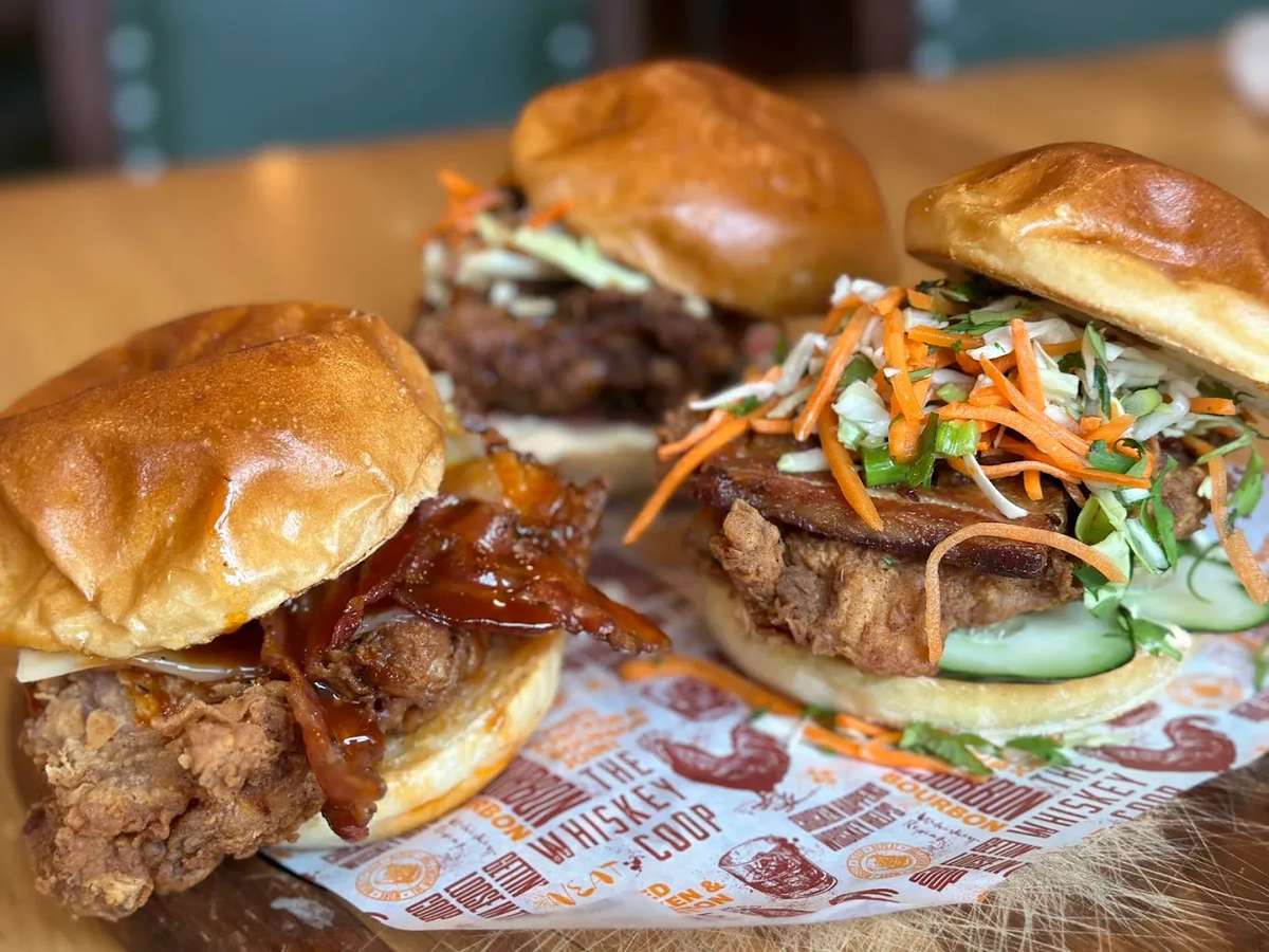 Three chicken sandwiches
