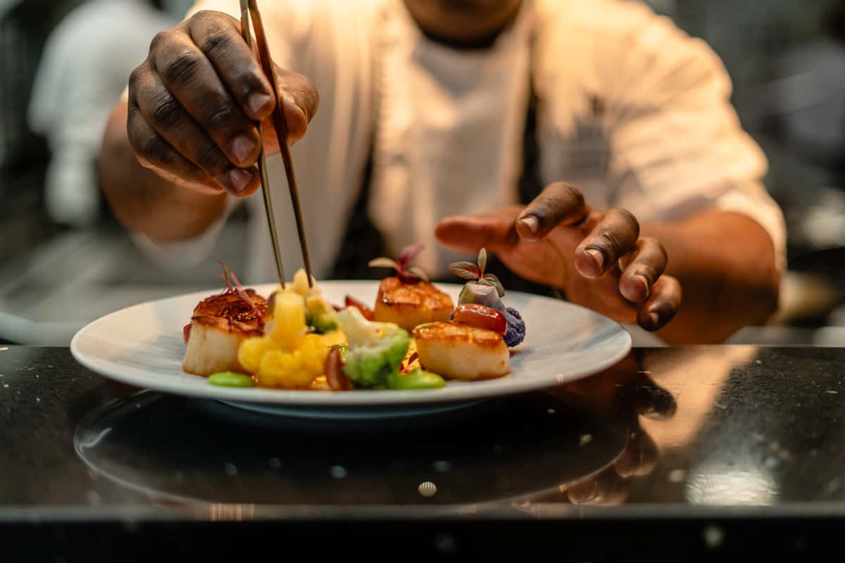 chef plating a dish