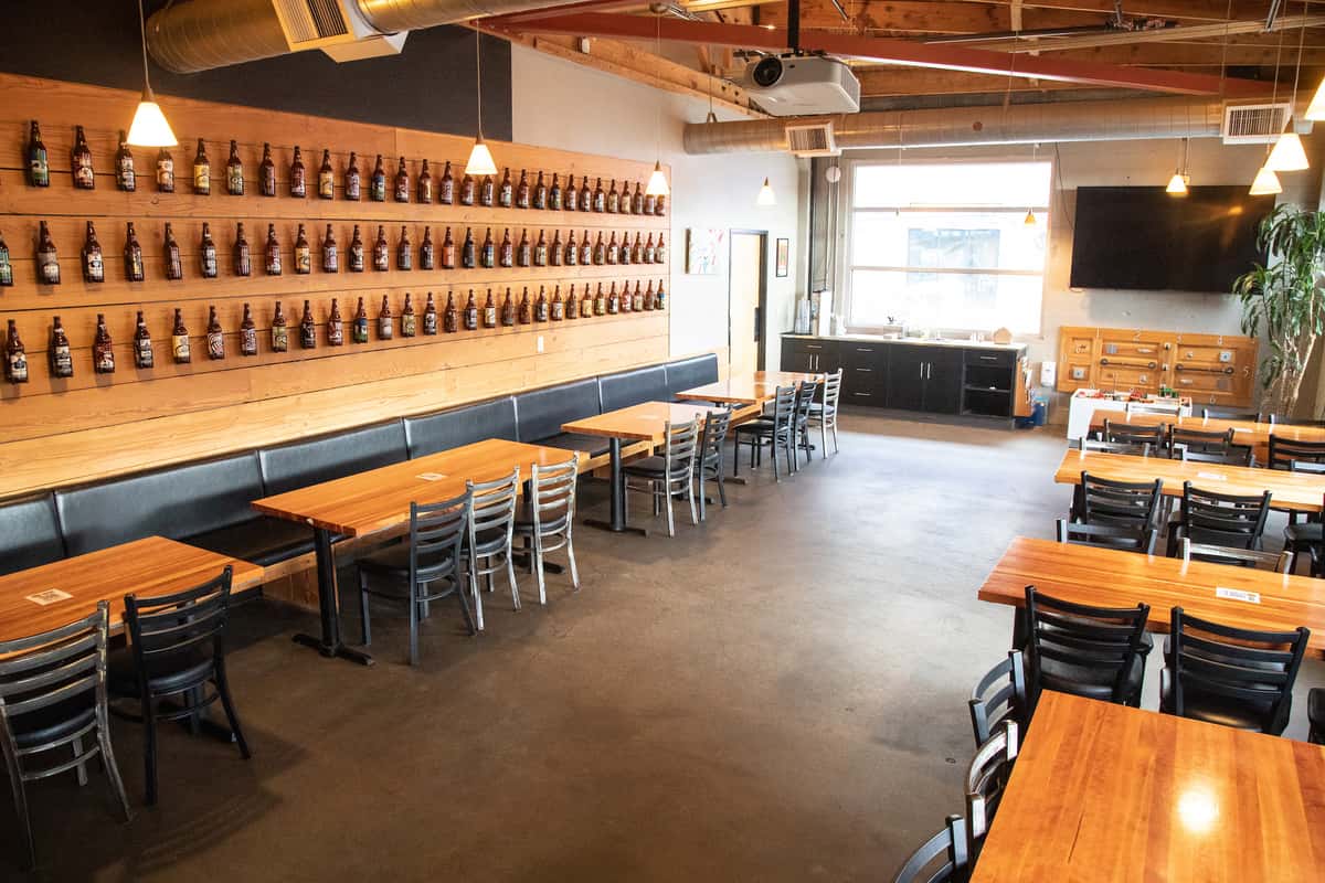 large banquet room for 40-60 guests in a brightly lit, modern space