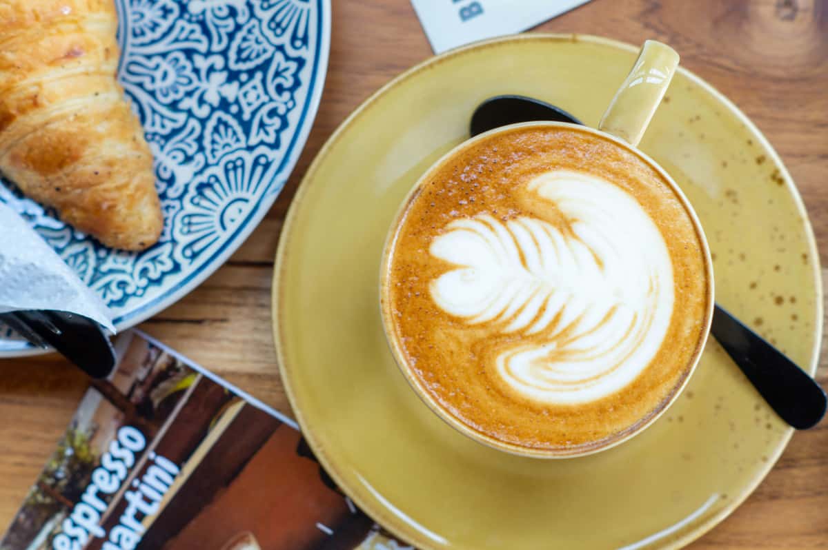 latte and croissant