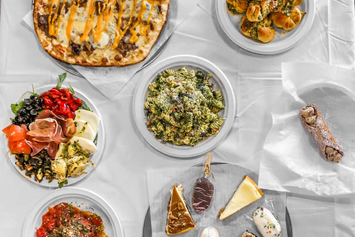 spread of menu items