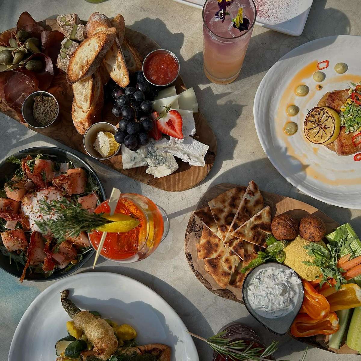Platters of food on a table