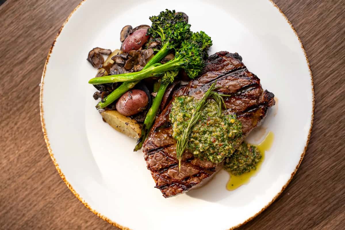 Grilled steak with roasted veggies
