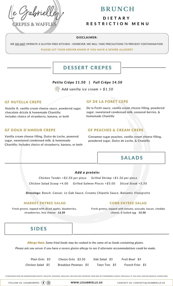 Dietary Restriction Menu