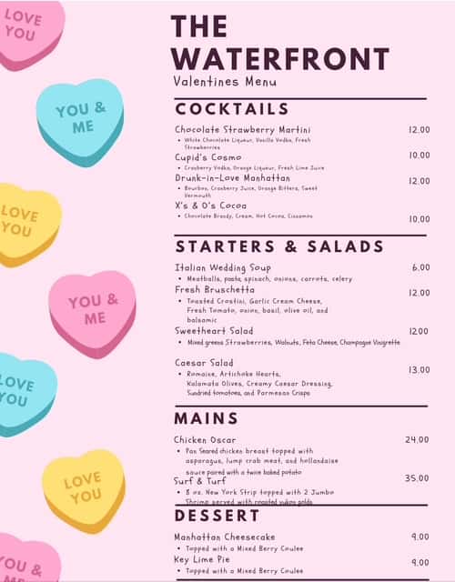 Valentine's Menu