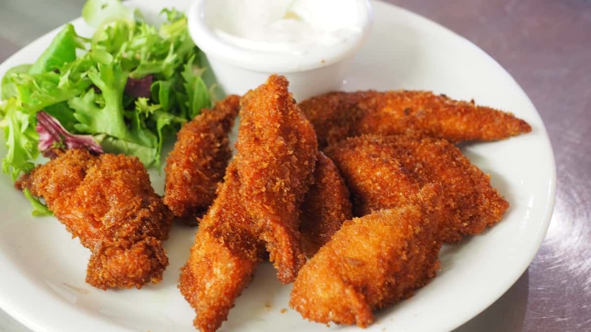 wings with salad