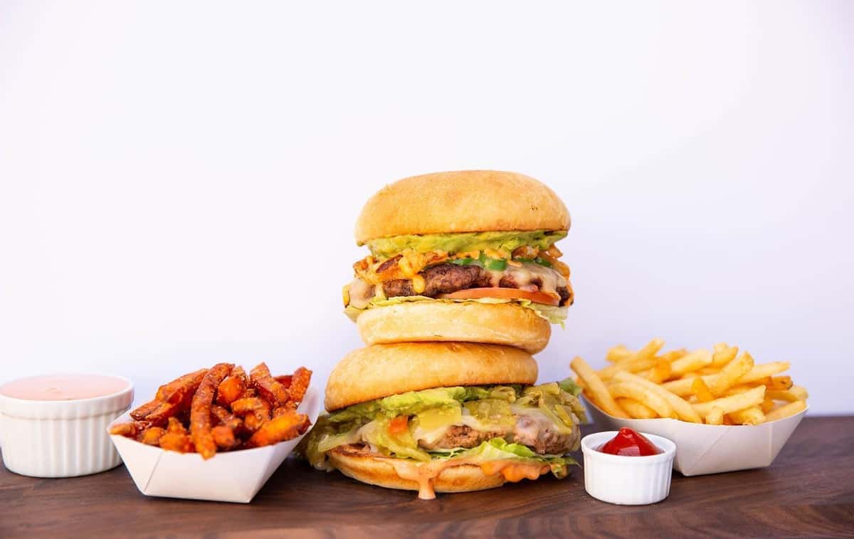 stacked burgers