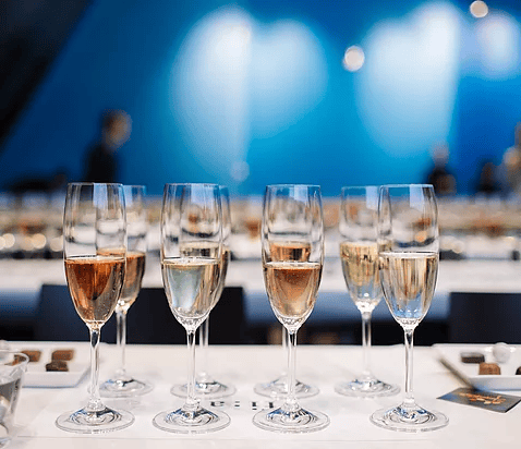 champagne flutes on table