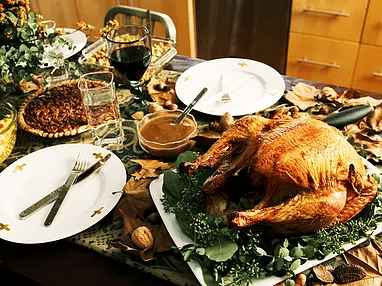 thanksgiving dinner with turkey