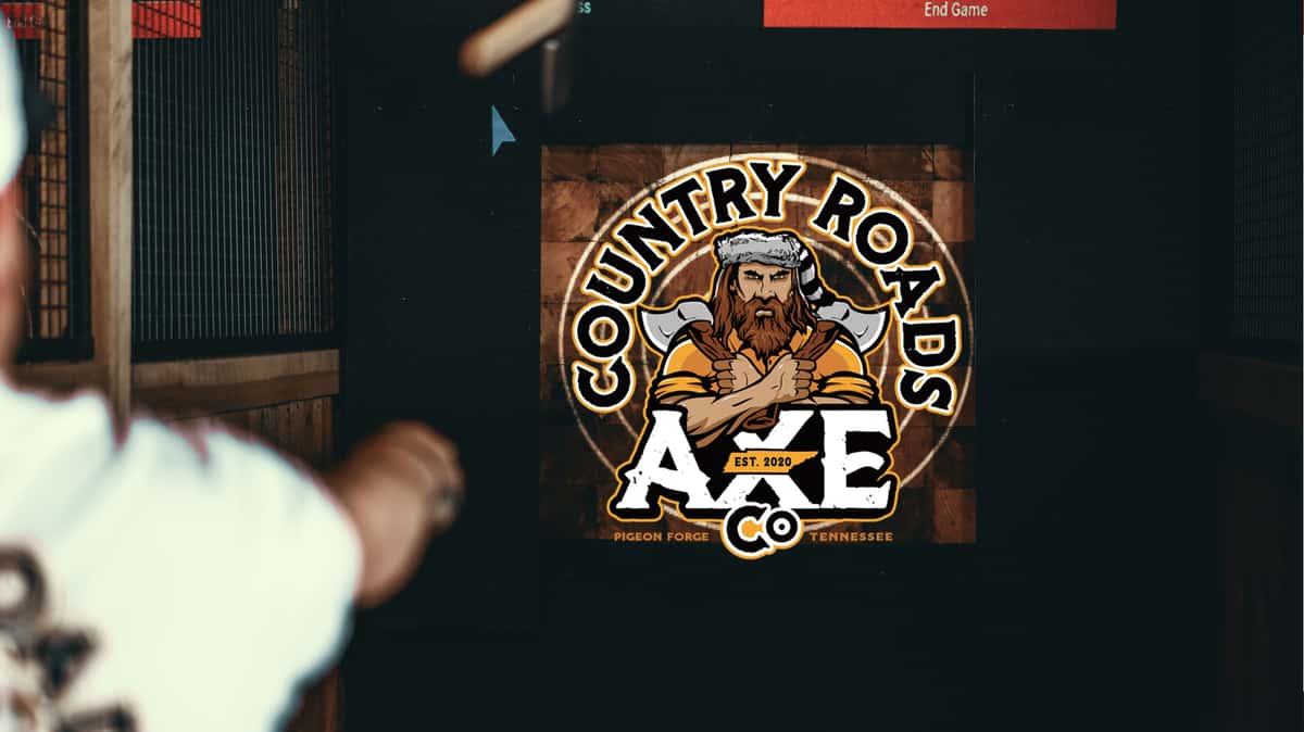 Country roads logo with axe target