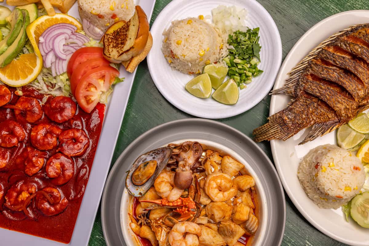 Table spread of different mexican foods