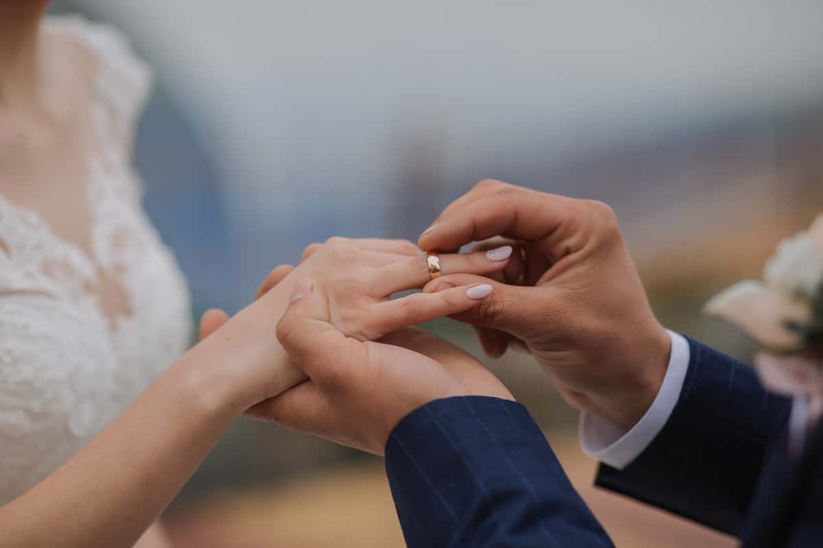A man and a woman getting married