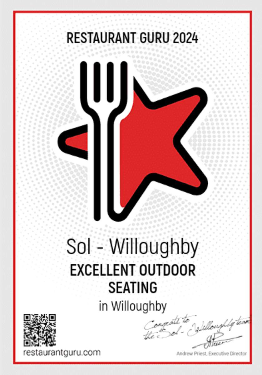 Sol Restaurant Guru Excellent Outdoor Seating Award