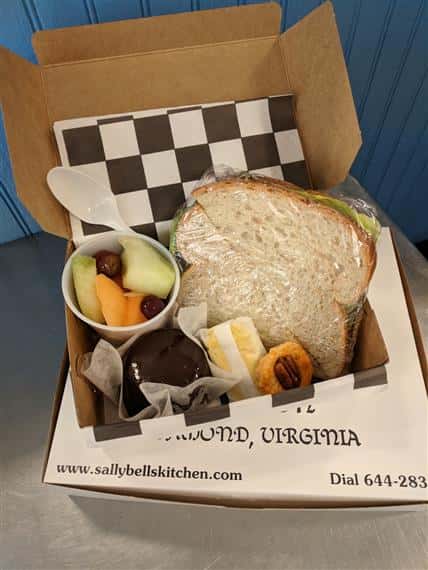 sandwich with a side of fruit