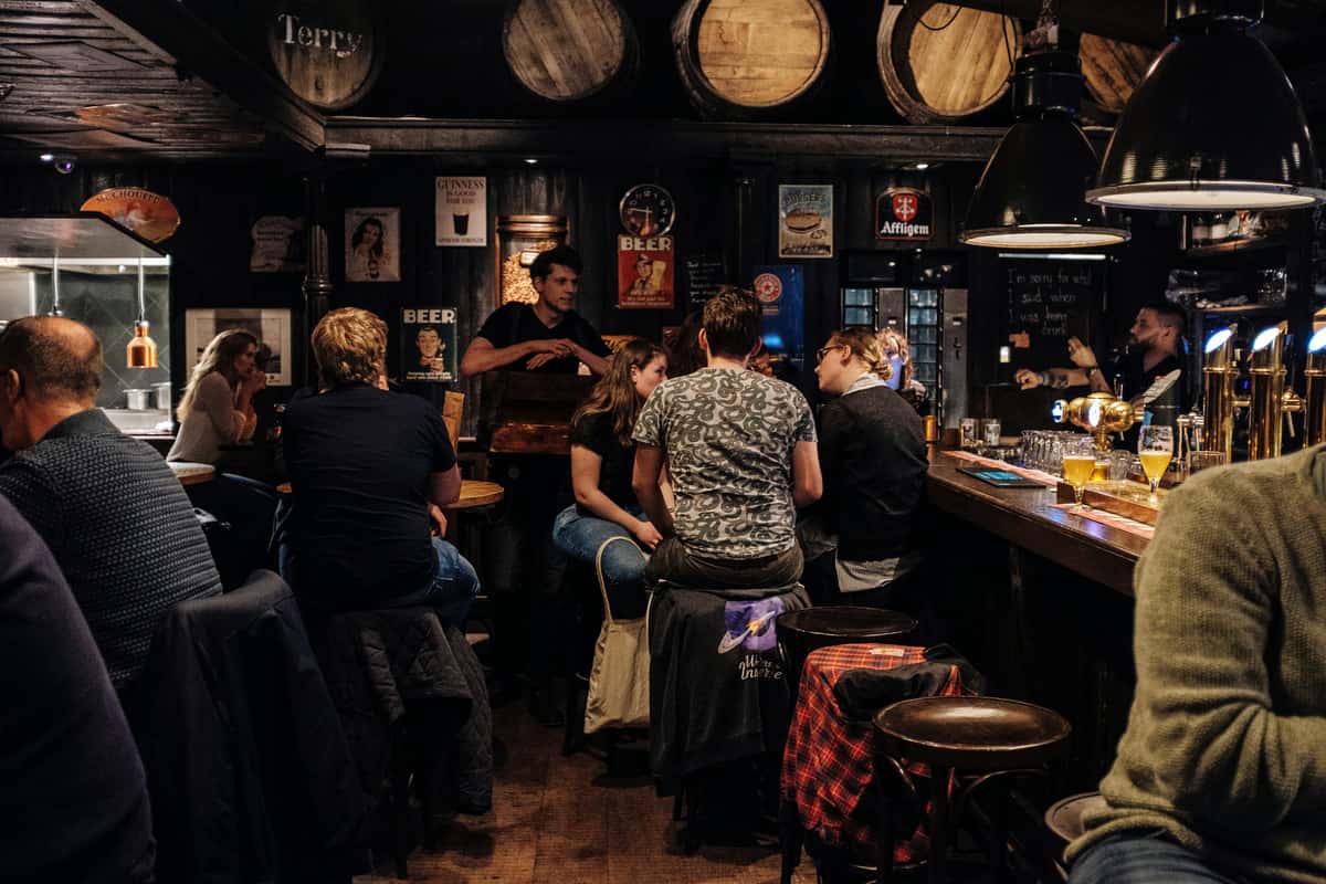 People gathered at pub