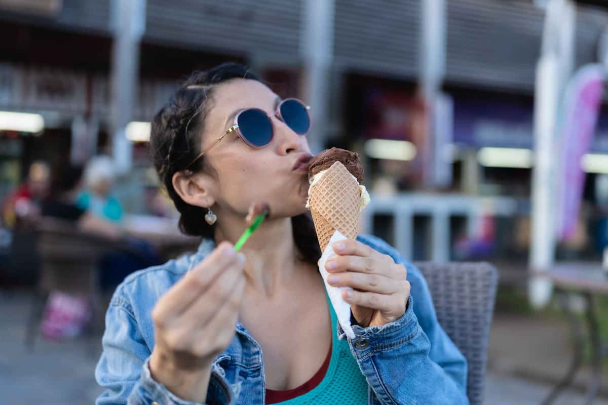 woman eating an ice cream