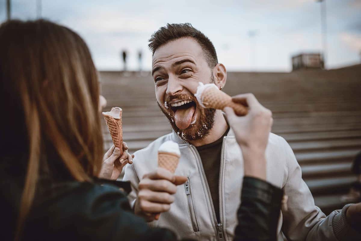 people playing with ice cream