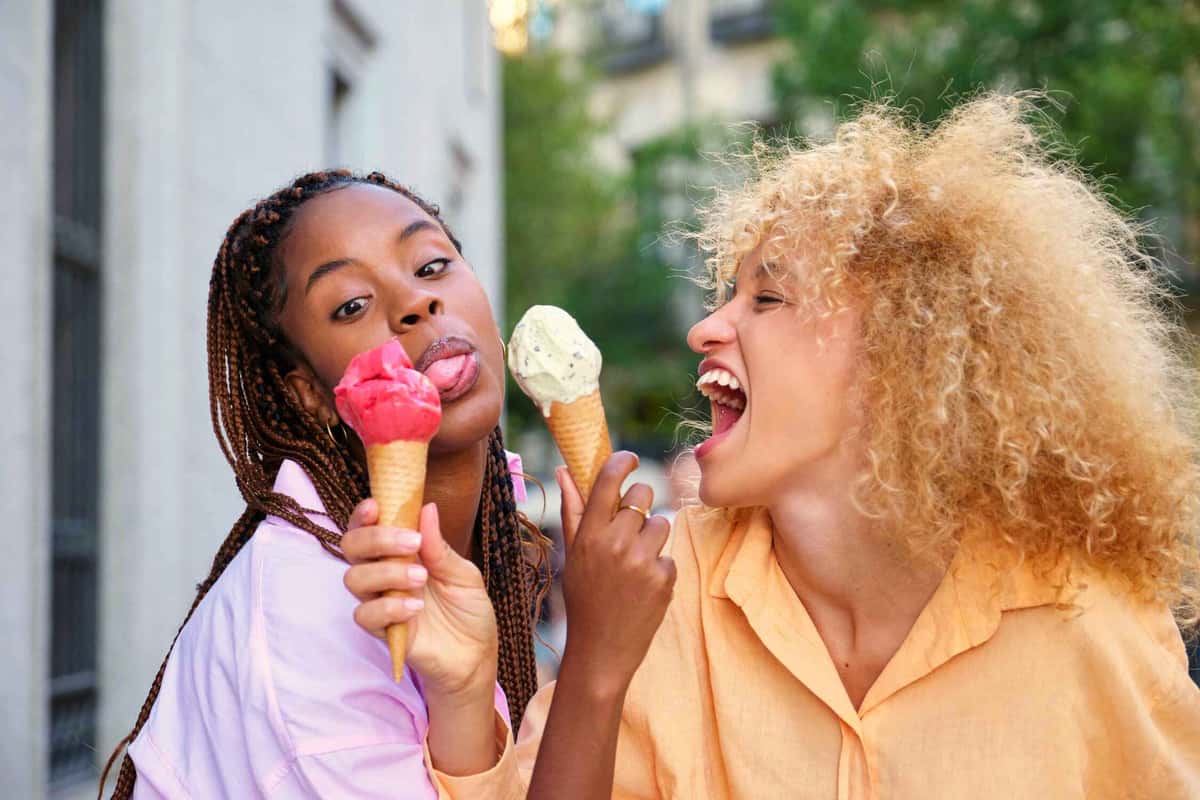 two girls with an ice cream each
