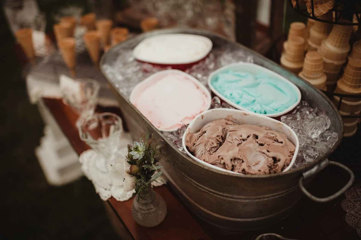 ice cream pints in a bed of ice