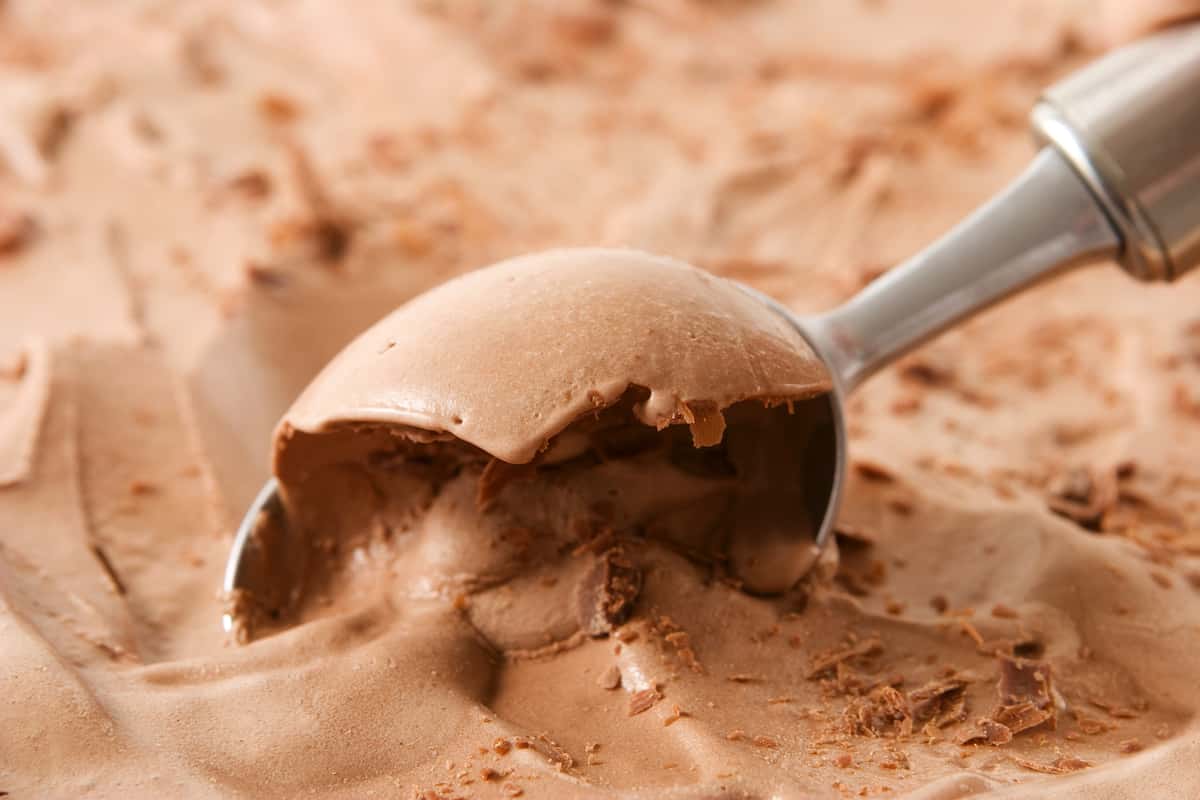 coffee soft serve being scooped