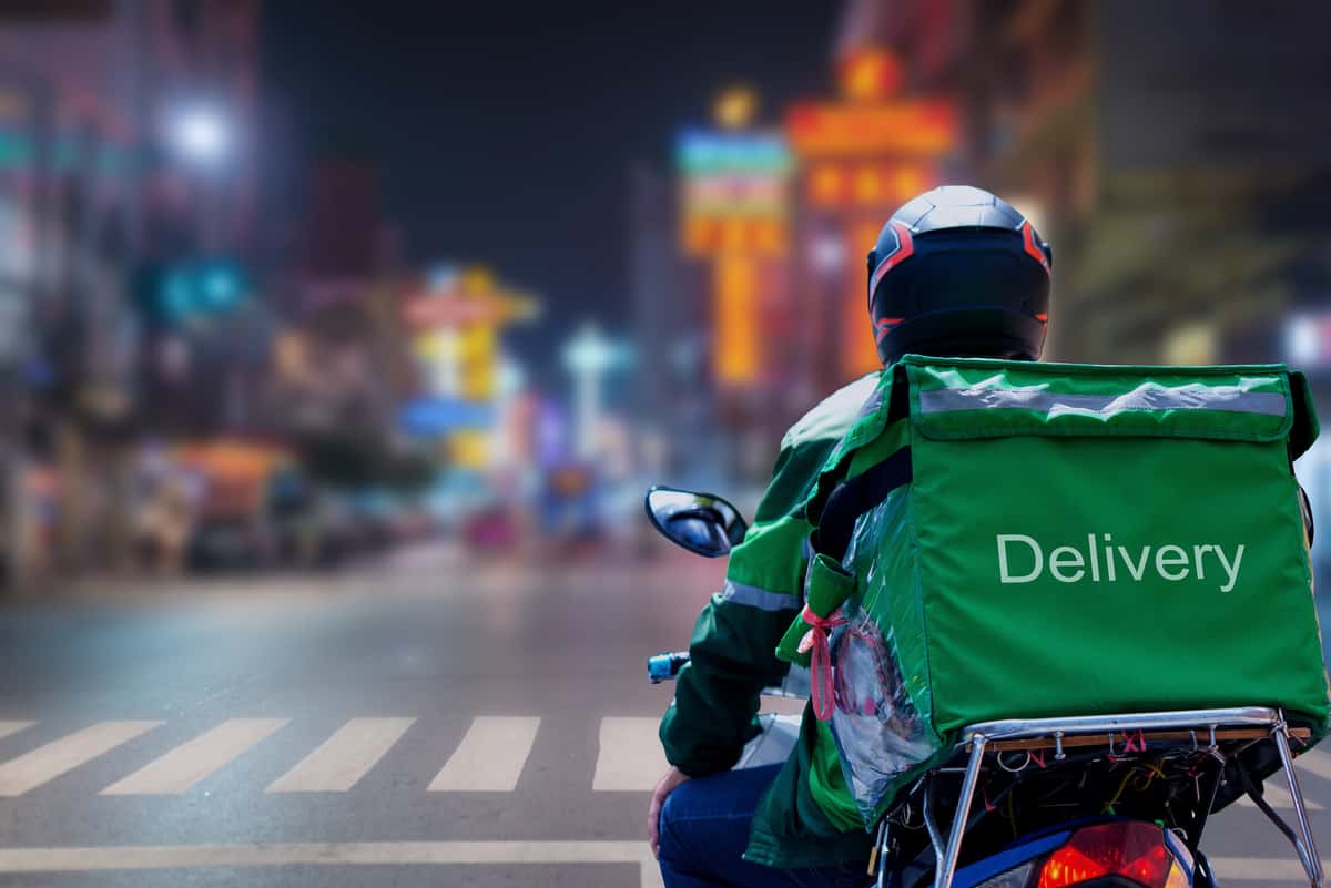 delivery through a motorbike