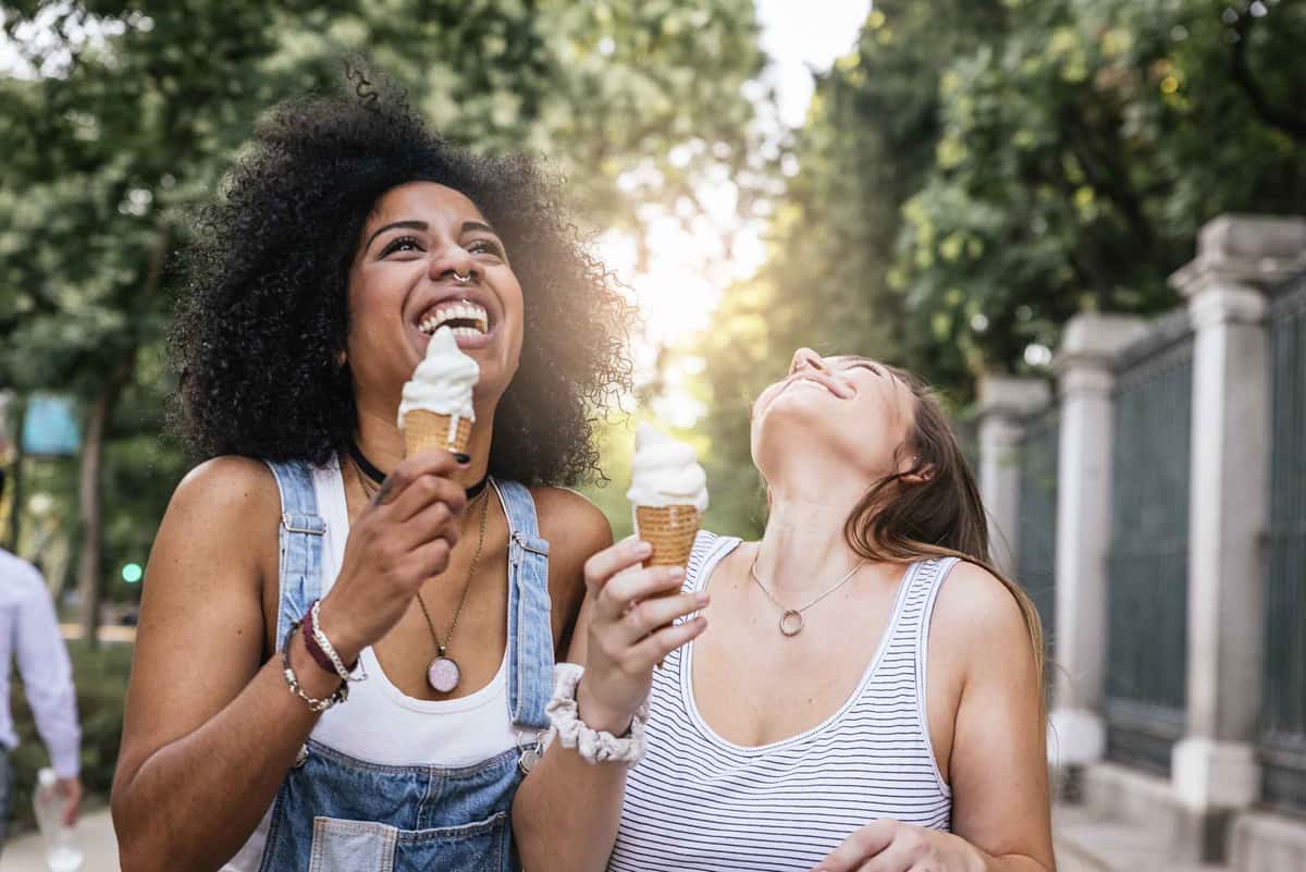 two women eating ice cream
