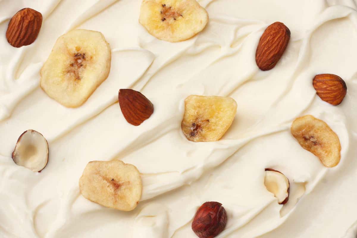 banana and almond in ice cream