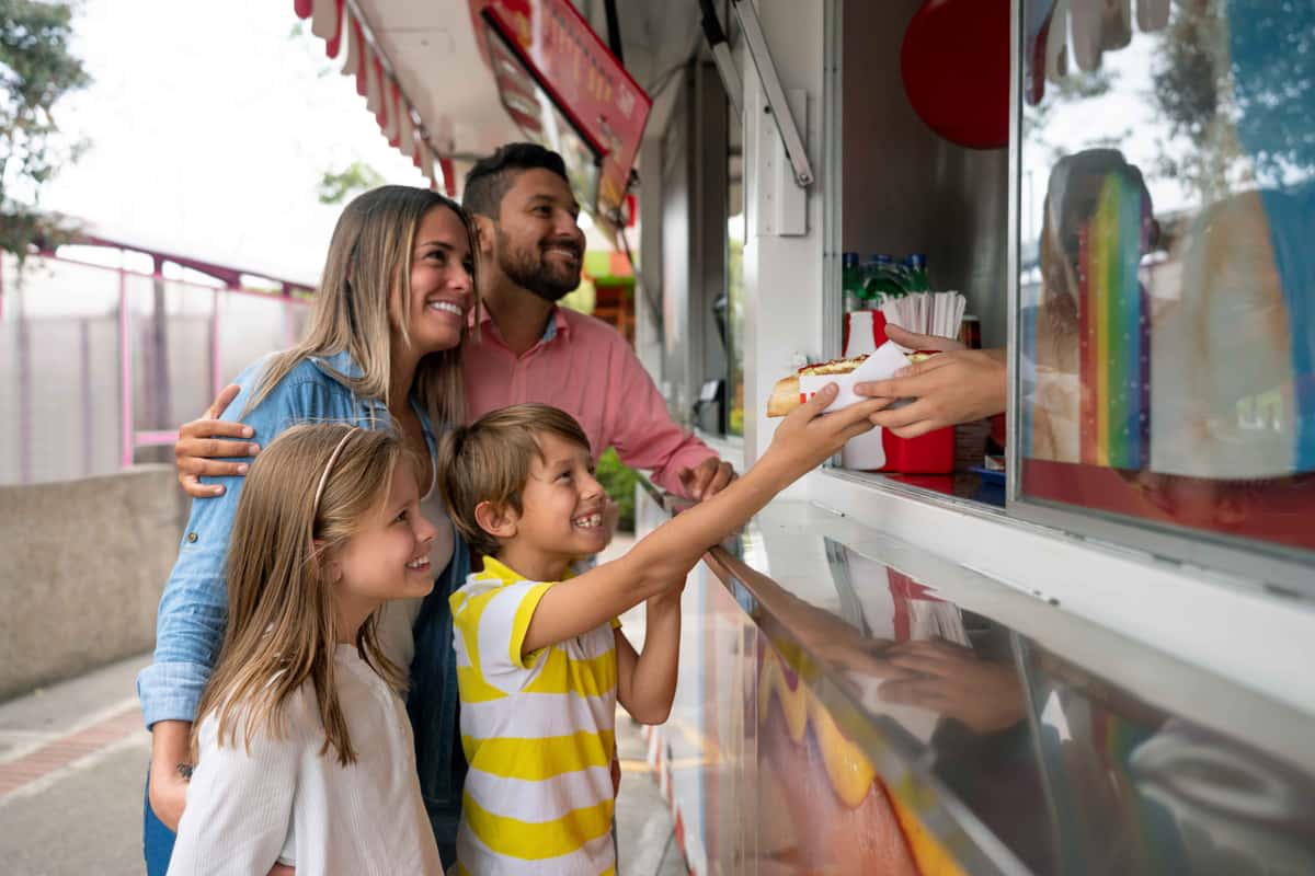 food truck serving a family
