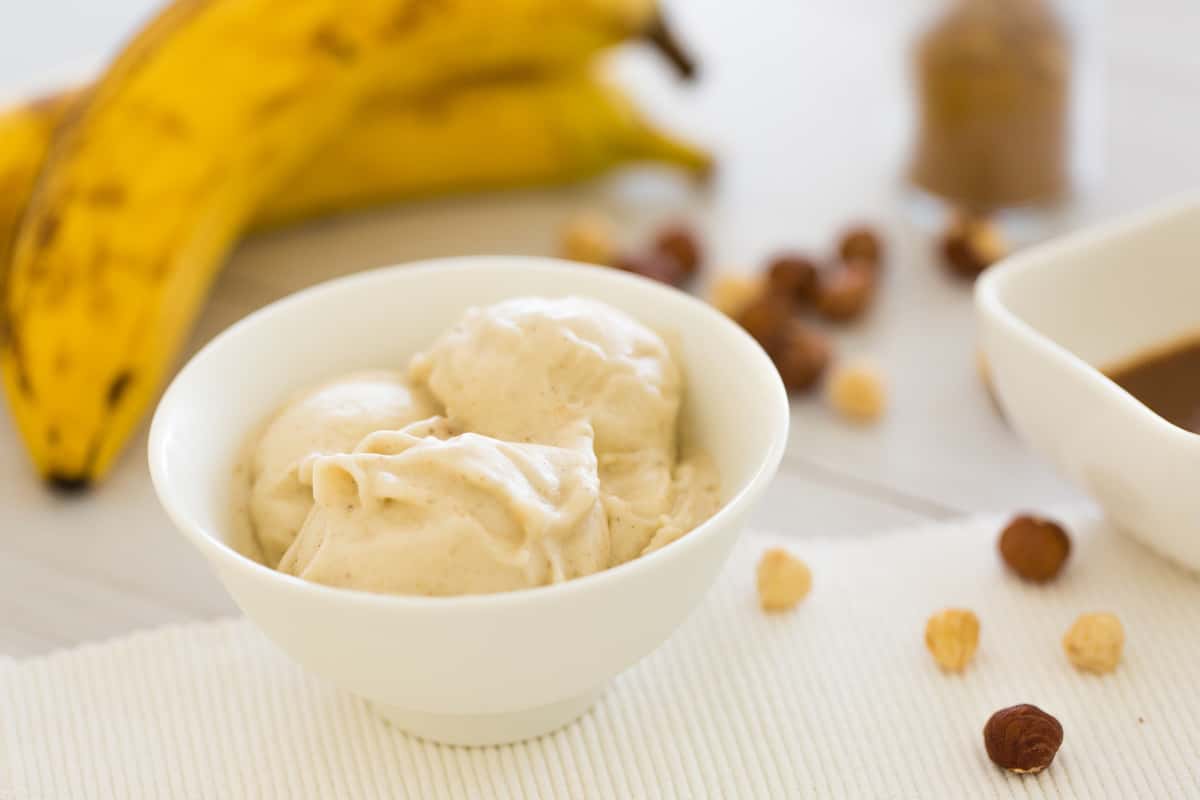ice cream in a bowl with bananas