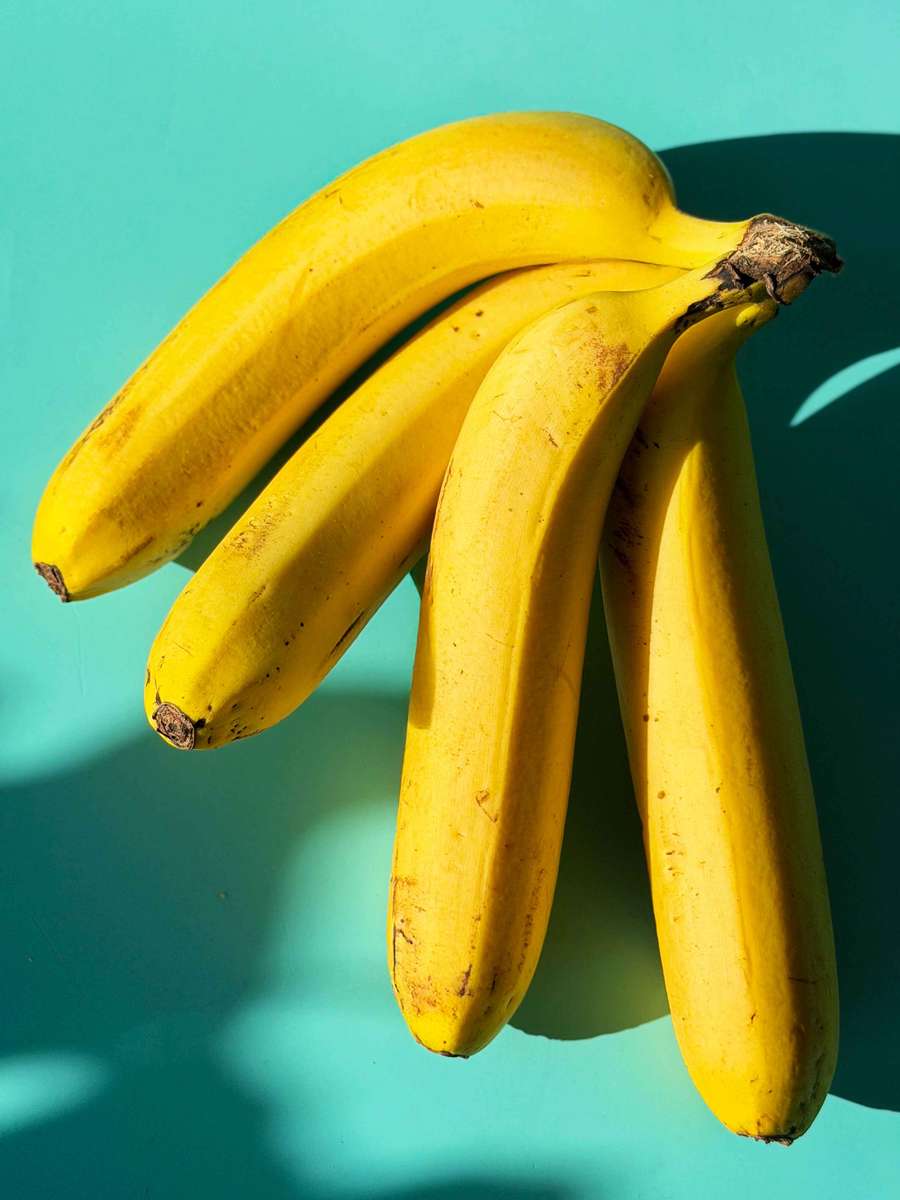 bananas with blue green background