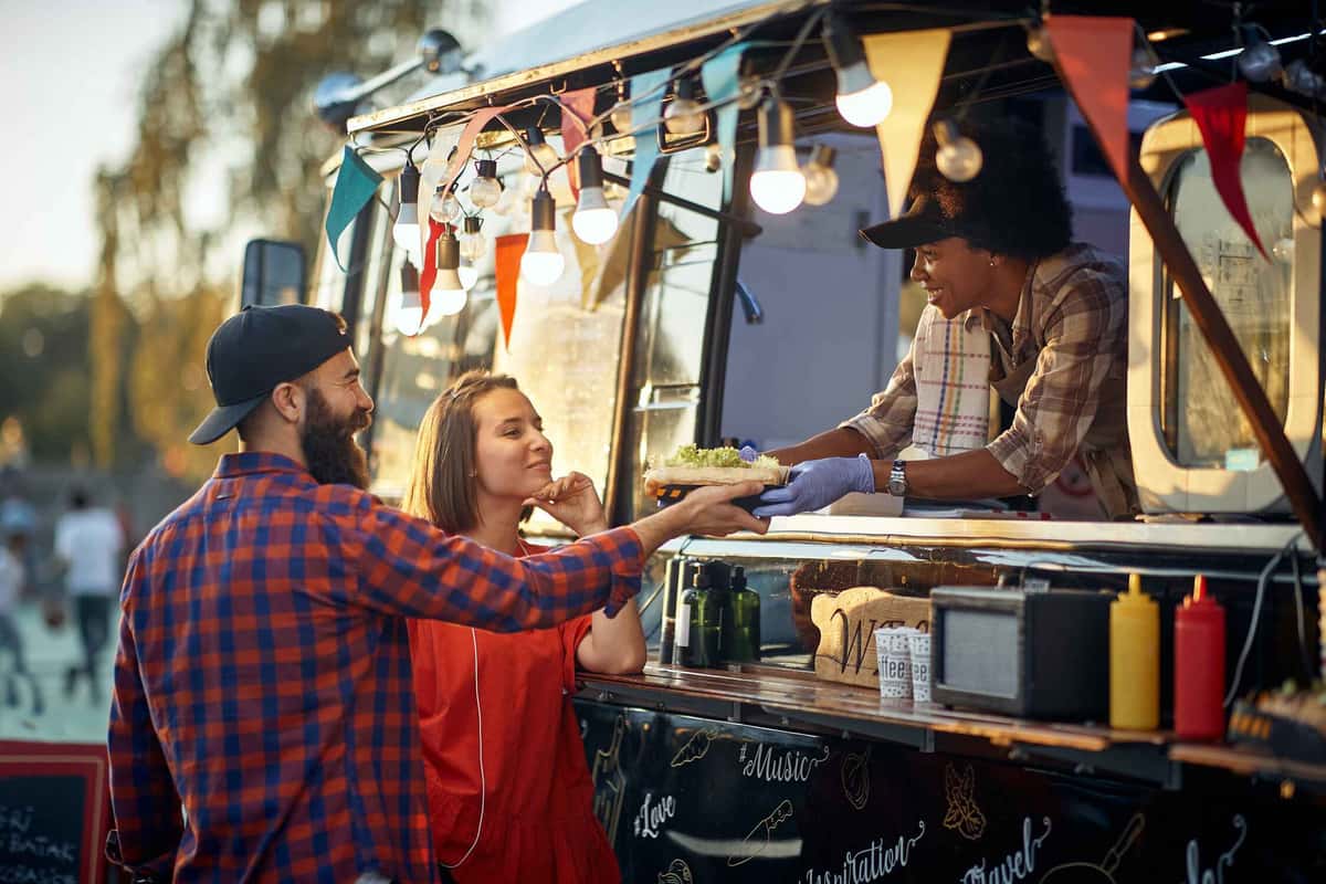 Food truck with two customers