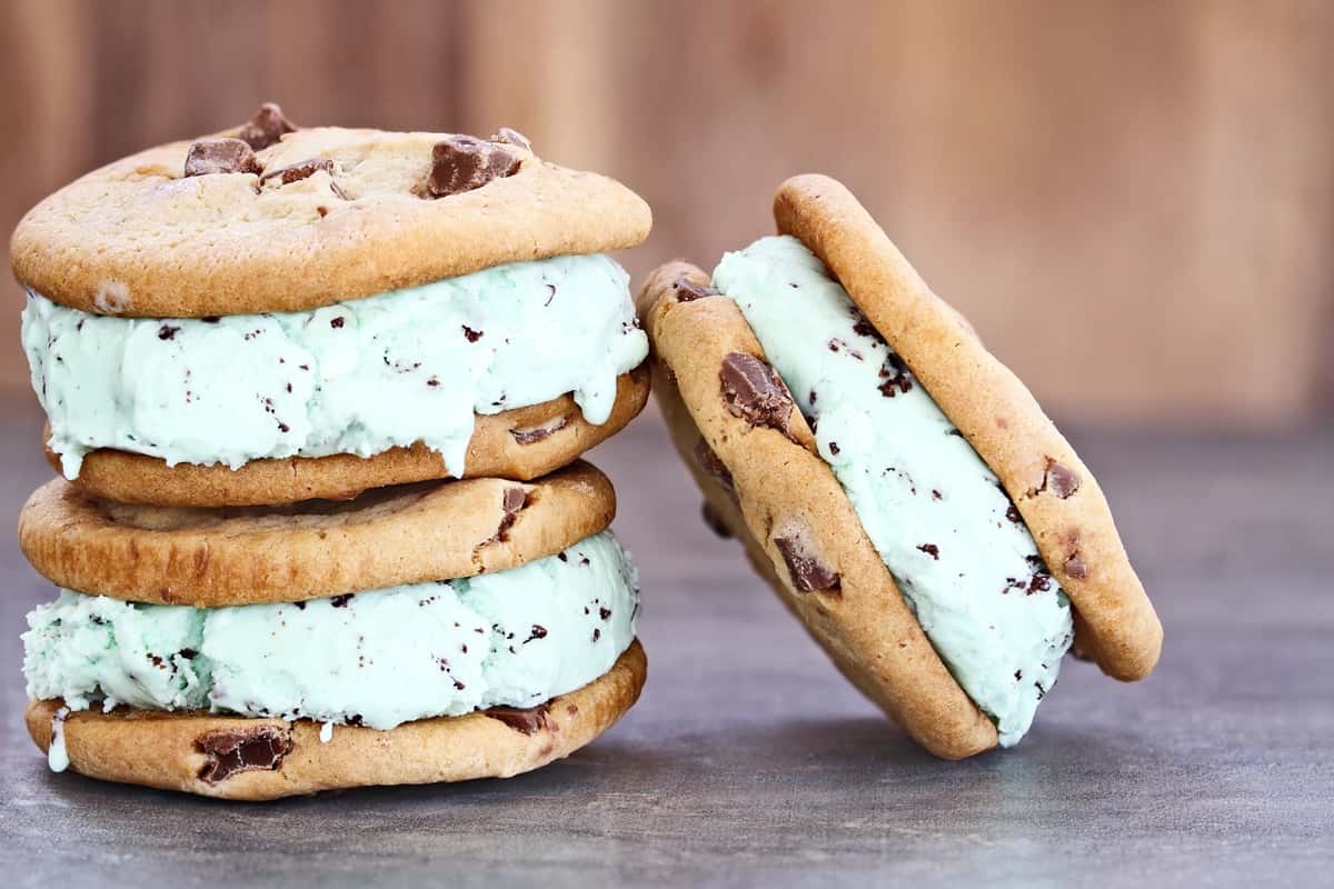 three ice cream sandwich