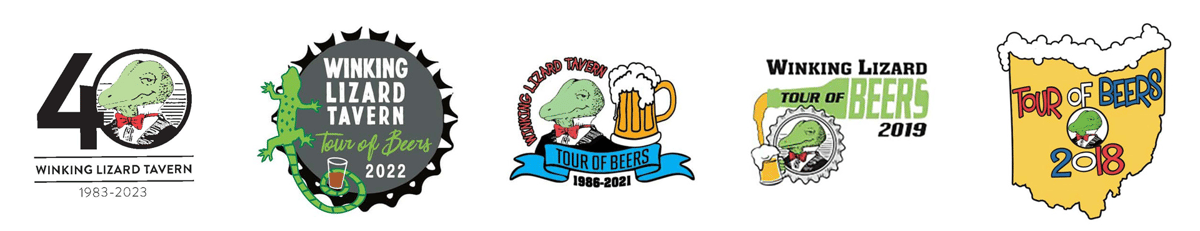 Winking Lizard World Tour Logos 2018 to 2023