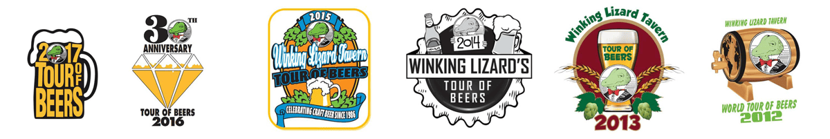Winking Lizard World Tour Logos 2012 to 2017