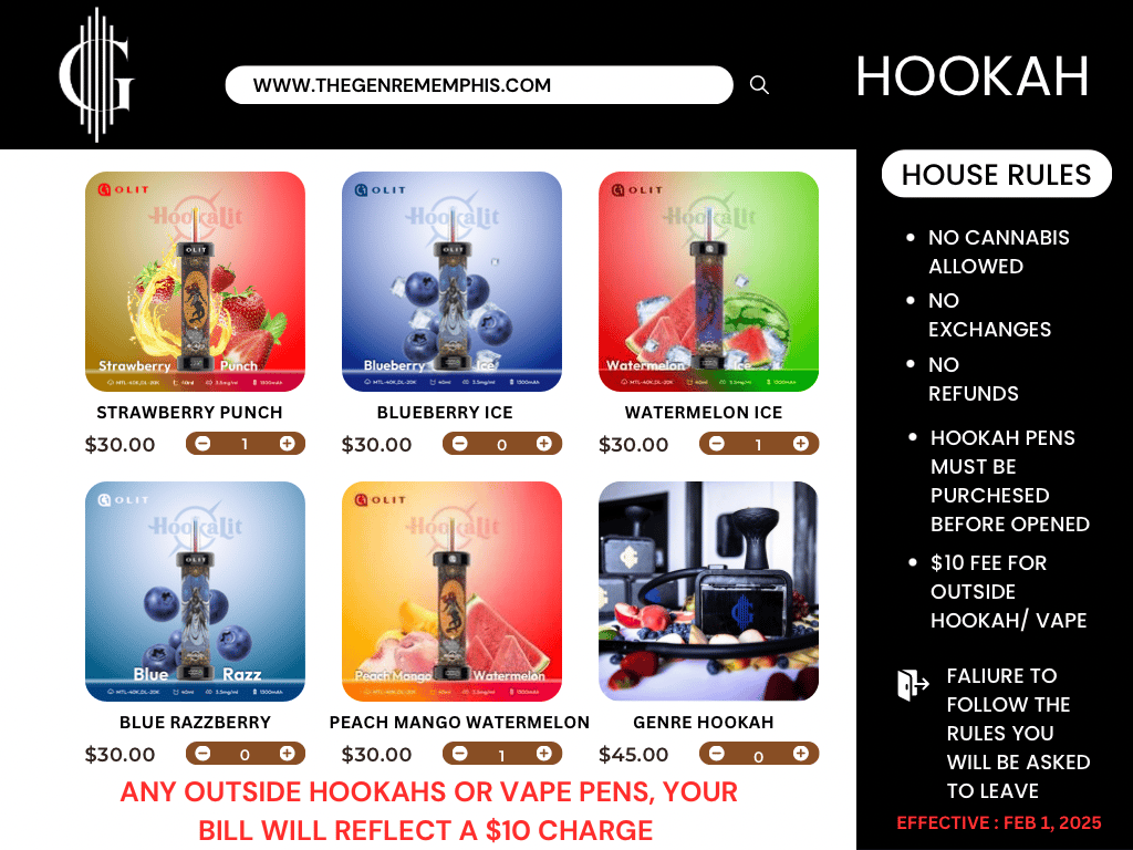 Genre Hookah Menu