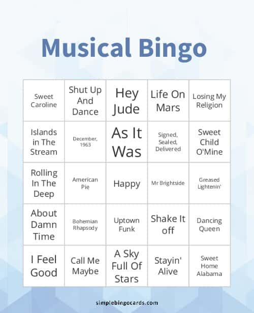 music bingo