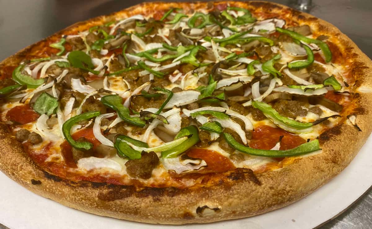 pizza on the counter