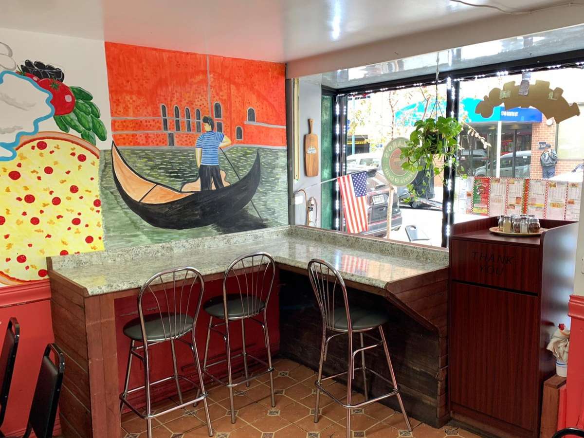 Barstools placed at a bar top