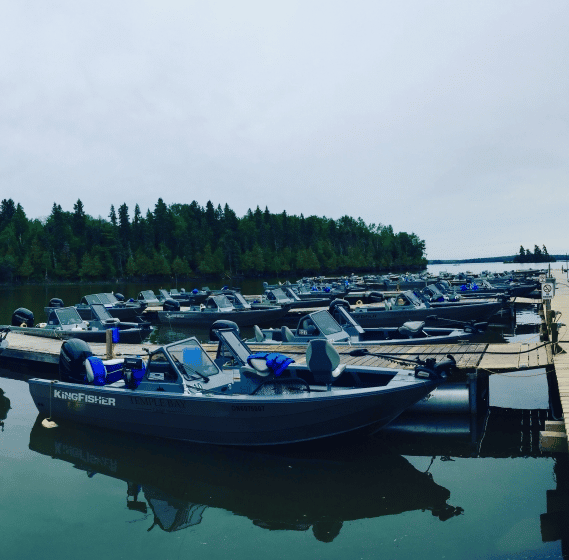 boats parked in the water