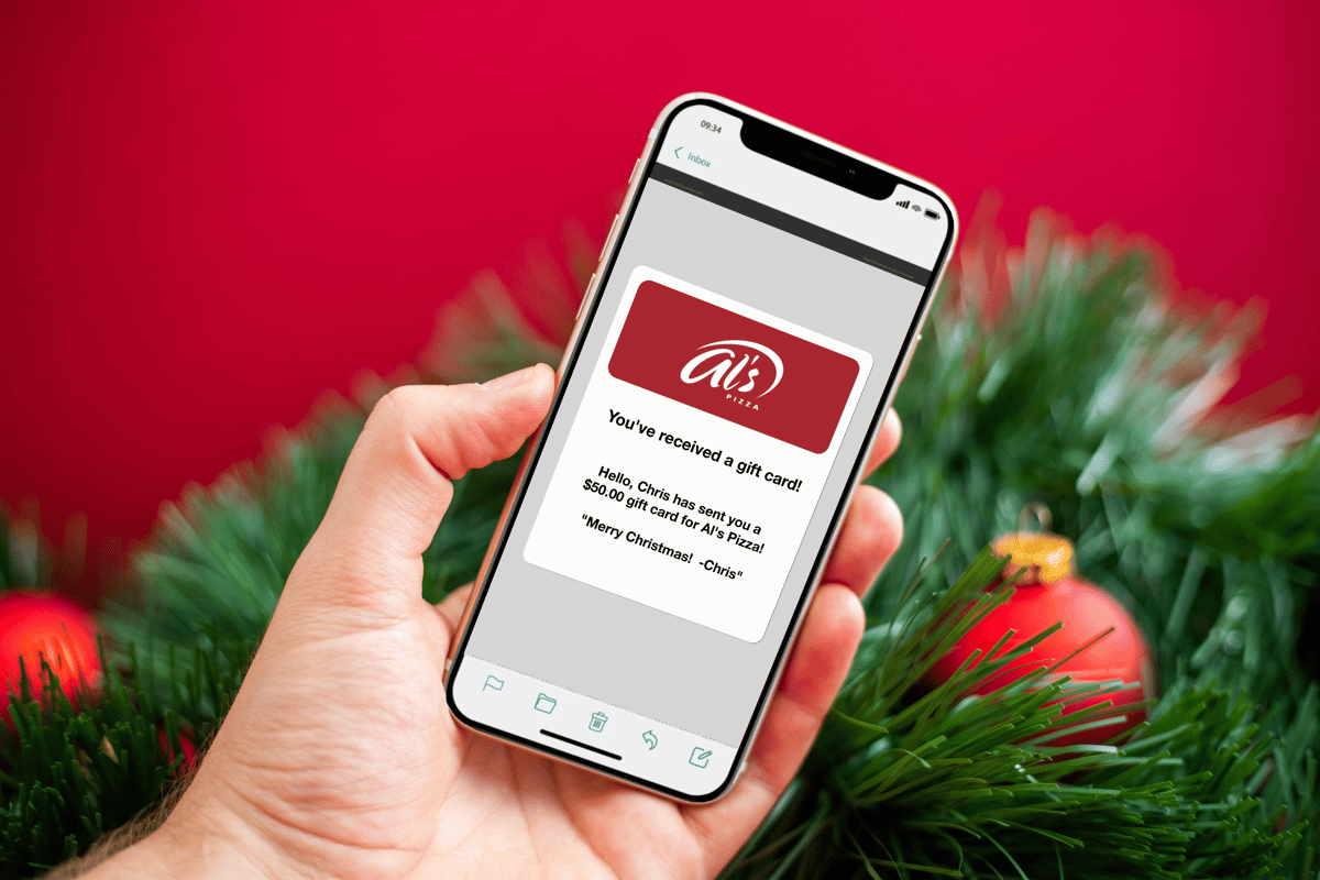 eGift card email on mobile phone